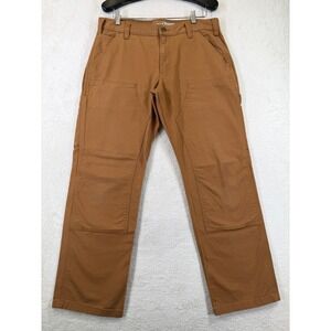 Carhartt Mens Brown Relaxed Straight Double Knee Canvas Work Pants 34x30